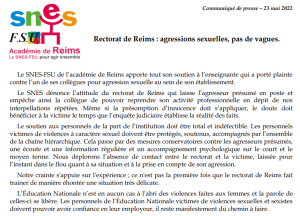 Communiqué de presse du SNES-FSU académique : Rectorat de Reims : agressions (…)