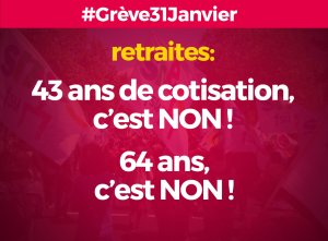 Mobilisation contre la réforme des retraites mardi 31 janvier