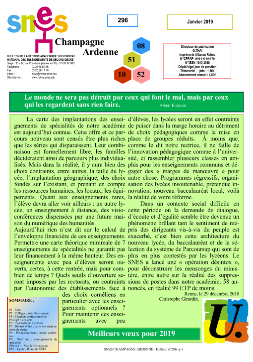 Bulletin 296 janvier 2019