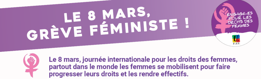 Grève féministe ! 8 mars 2024 organisation dans l'académie