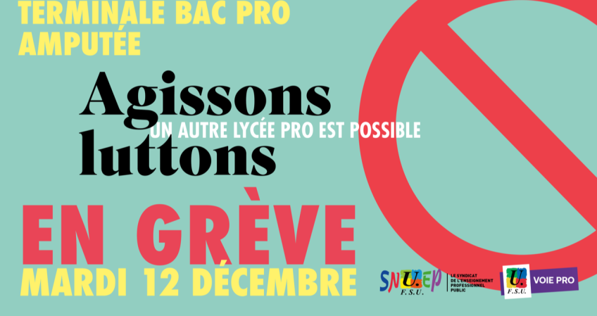 Mobilisation pour l'enseignement professionnel mardi 12 décembre