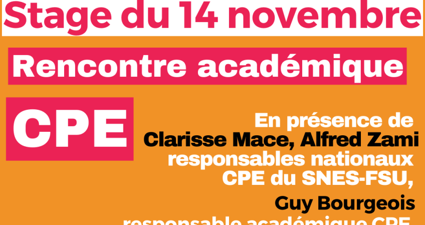 STAGE CPE le jeudi 14 novembre