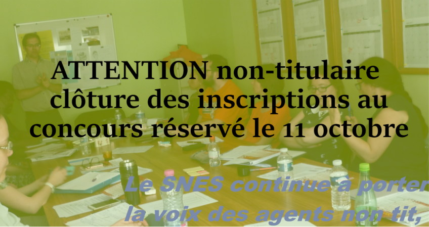 Non-Tit fin des inscriptions au concours réservé le 11 Octobre