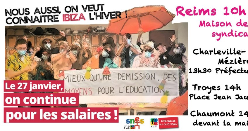 Jeudi 27 janvier Mobilisation pour les Salaires et les conditions de travail