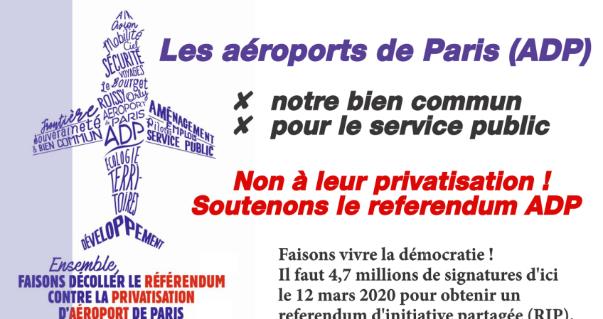 Les aéroports de Paris (ADP) Non à leur privatisation !